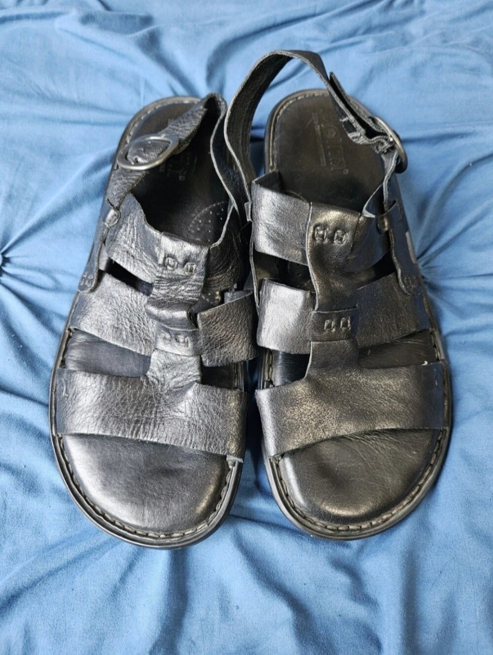 EUC Men's BORN 90s Inspo Black Leather Buckle Strap Fisherman Sandals Size 11